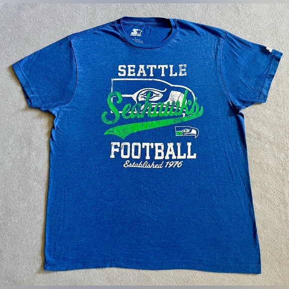 Starter Seattle Seahawks NFL Men’s T-Shirt Blue Size Large Short Sleeve - Picture 1 of 7